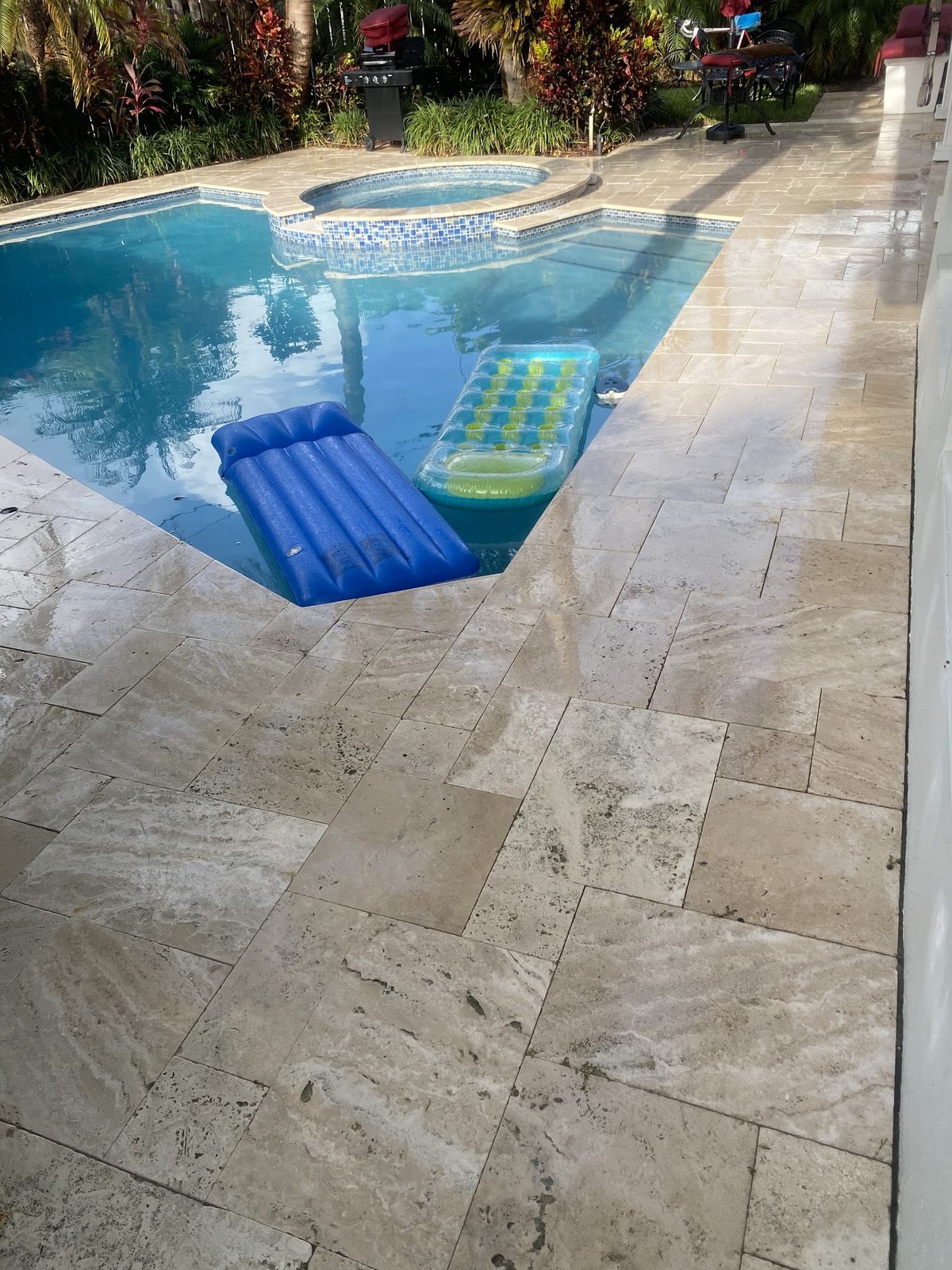 Pool deck and travertine surround